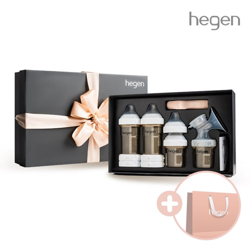 헤겐 수유 선물세트 (수동유축기 포함) (쇼핑백 포함) + 빨대&스파우트 증정